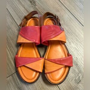 Johnston & Murphy Women’s Two-Tone Orange & Red Leather Sandals